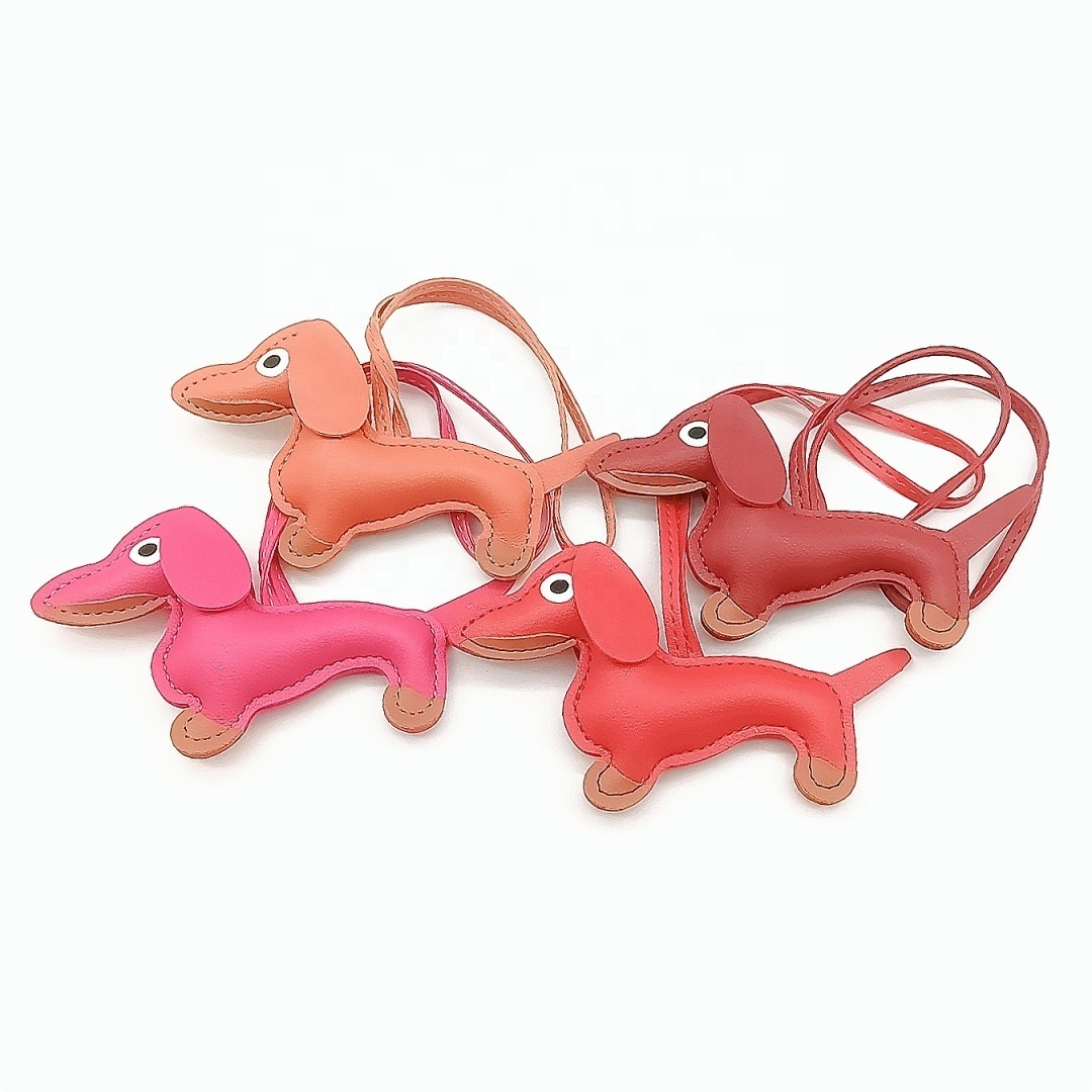 Promotion Gift Animal Dachshund Dog Hanging Bag PU Leather Strap llavero/Animal Key rings/Dachshund Dog Leather Keychain