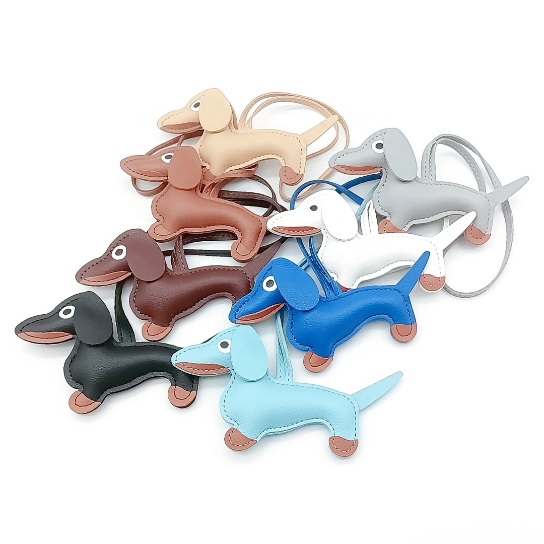 Promotion Gift Animal Dachshund Dog Hanging Bag PU Leather Strap llavero/Animal Key rings/Dachshund Dog Leather Keychain