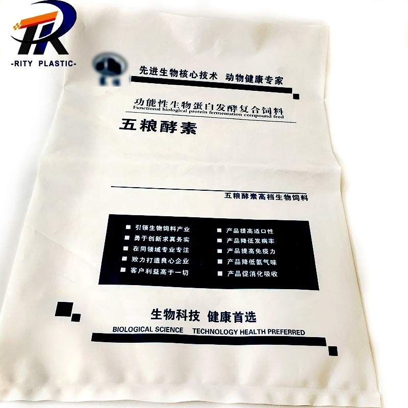 Custom Printed Plastic Packaging Animals Feed LDPE Plastic BagS With Air Valve