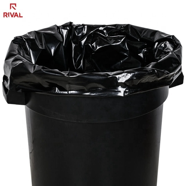 Drawstring heavy duty black/clear bin ldpe plastic 30 liters/ 13 gallon trash dustbin waterproof garbage bag