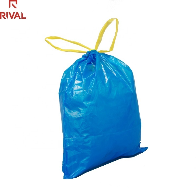 Drawstring heavy duty black/clear bin ldpe plastic 30 liters/ 13 gallon trash dustbin waterproof garbage bag