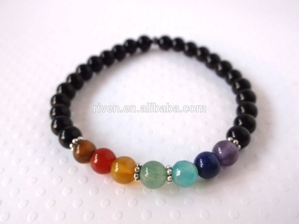 SN0337 7 Chakra Crystal Lapis Lazuli Amethyst Stone Man Mala Yoga Jewelry Black Stone Bracelet Men