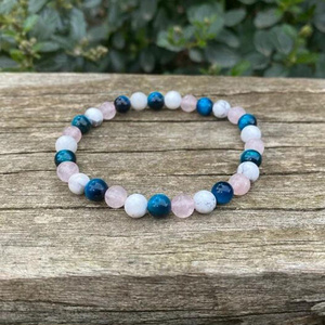 SN1921 Elastic Bracelet With Natural Stone Blue Tiger Eye Rose Quartz and White Howlite 6mm Beads Bracelet For Women