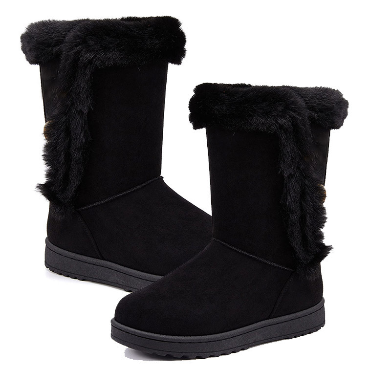 wholesale waterproof sheepskin winter designer flat warm long fur boots for women