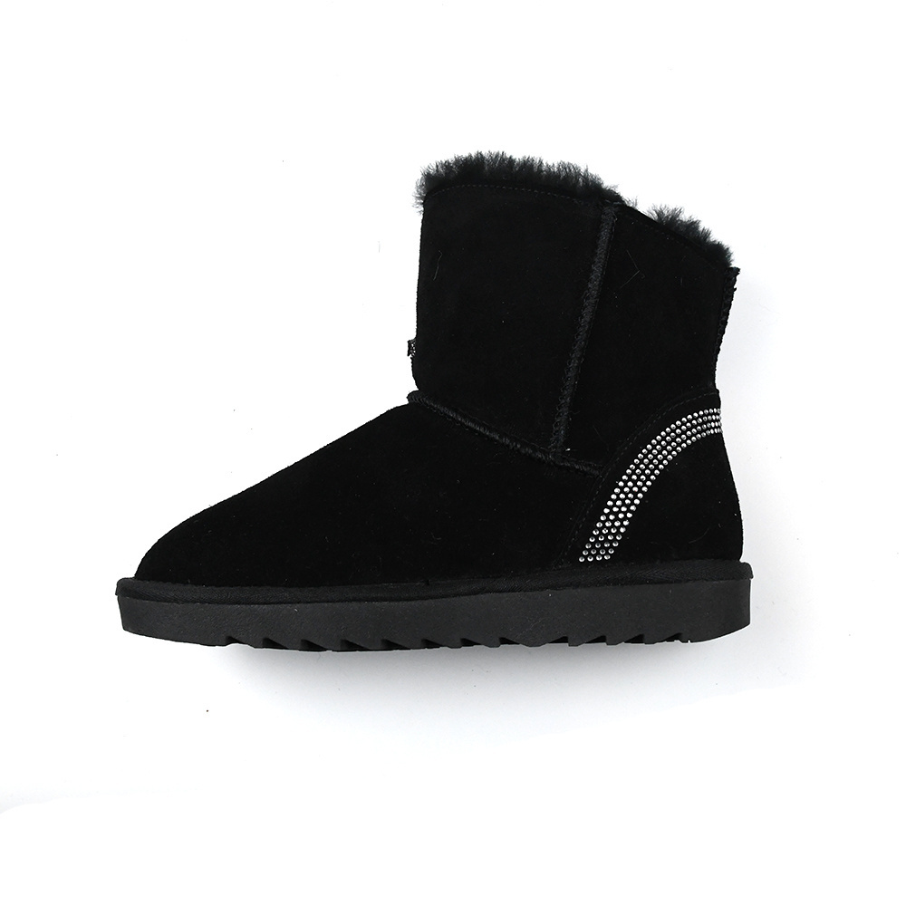 2024 wholesale llv fox fur bow original design with laces winter snow shoes ugghh mid boots for women