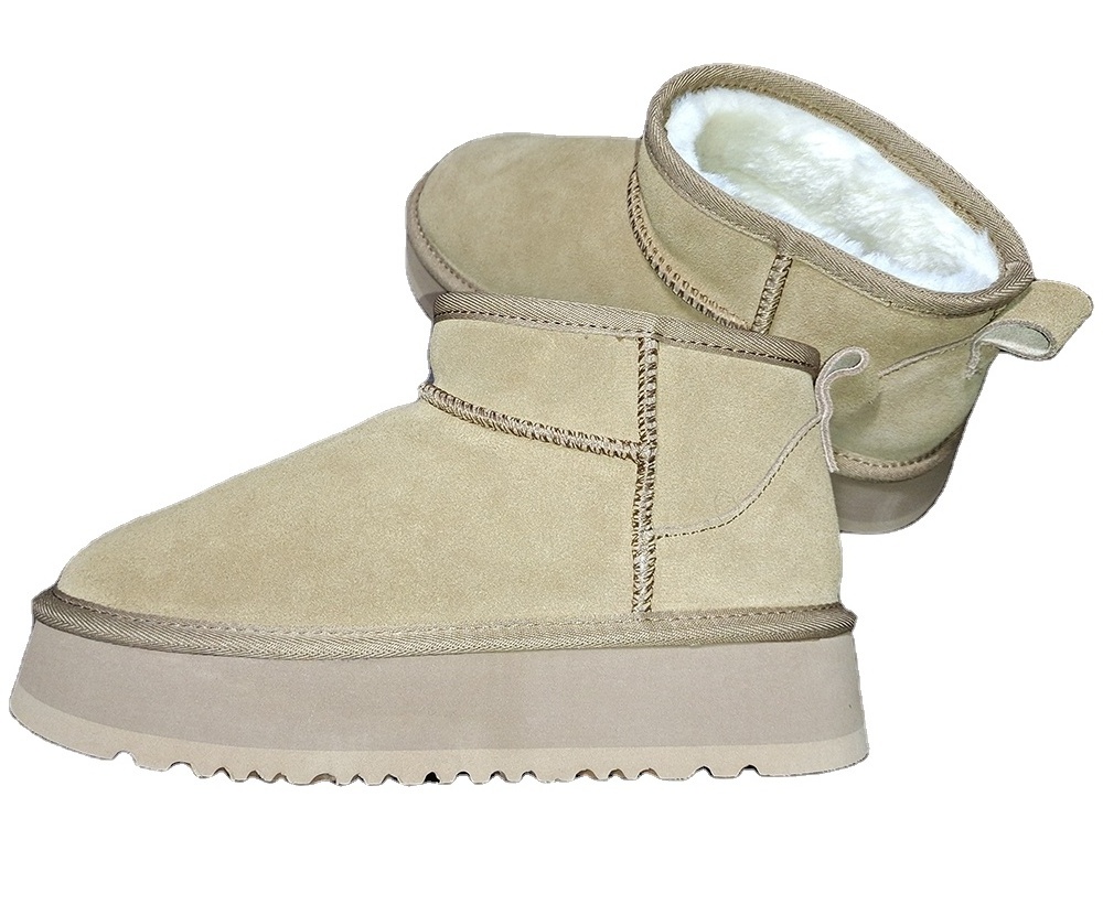 custom winter ugs faux suede fur women sheepskin shoes keep warm new designs platform snow boots