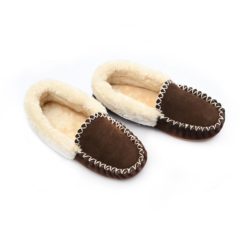 fur moccasins slippers designer casual genuine leather soft fuzzy  baby moccasins