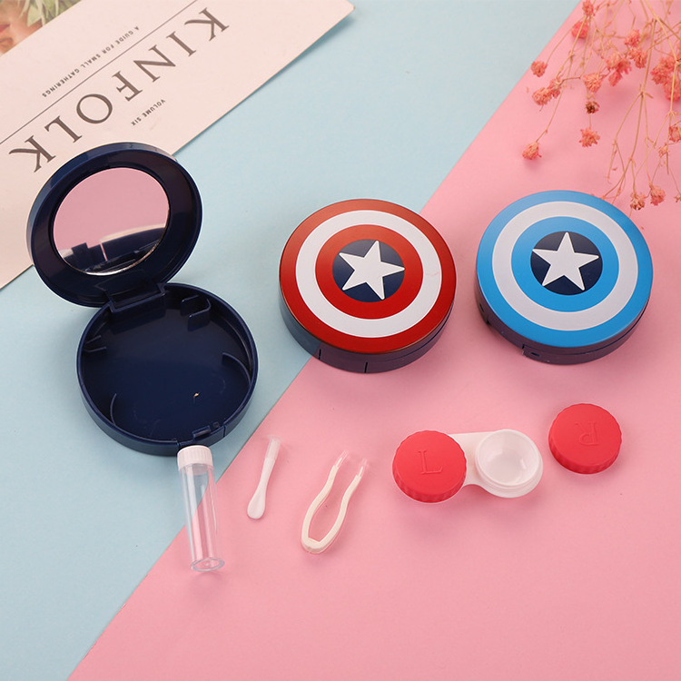 Captain America wholesale color cute eye  hard contact lenses cases kit