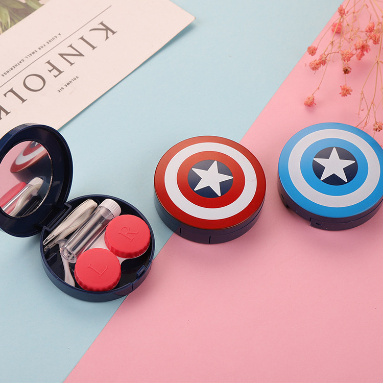 Captain America wholesale color cute eye  hard contact lenses cases kit