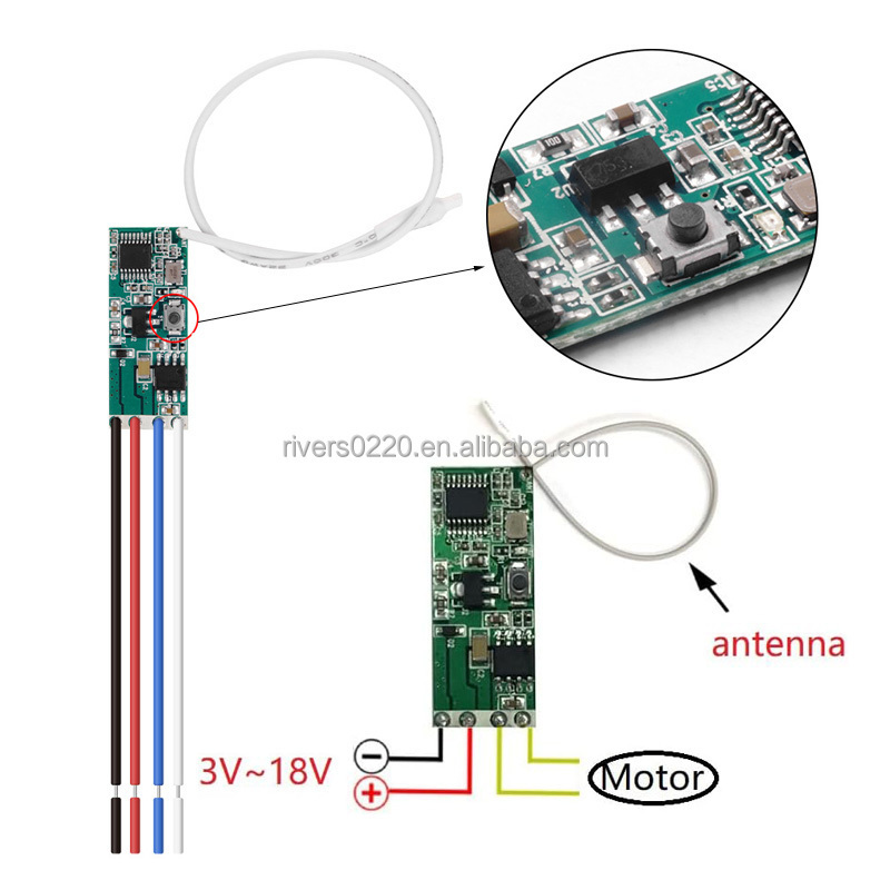 12V DC Motor Drive Forwards and Reverse Controller Module Switch DC 3V~18V 433MHz RF Wireless Remote Electric Motor Controller