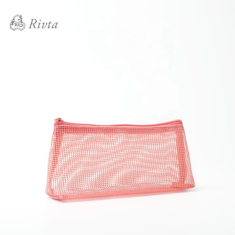 Big Capacity Cheap Pen Kid Pink Pvc Mesh Pencil Case With Zipper