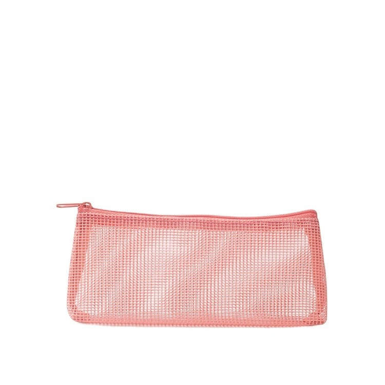 Big Capacity Cheap Pen Kid Pink Pvc Mesh Pencil Case With Zipper