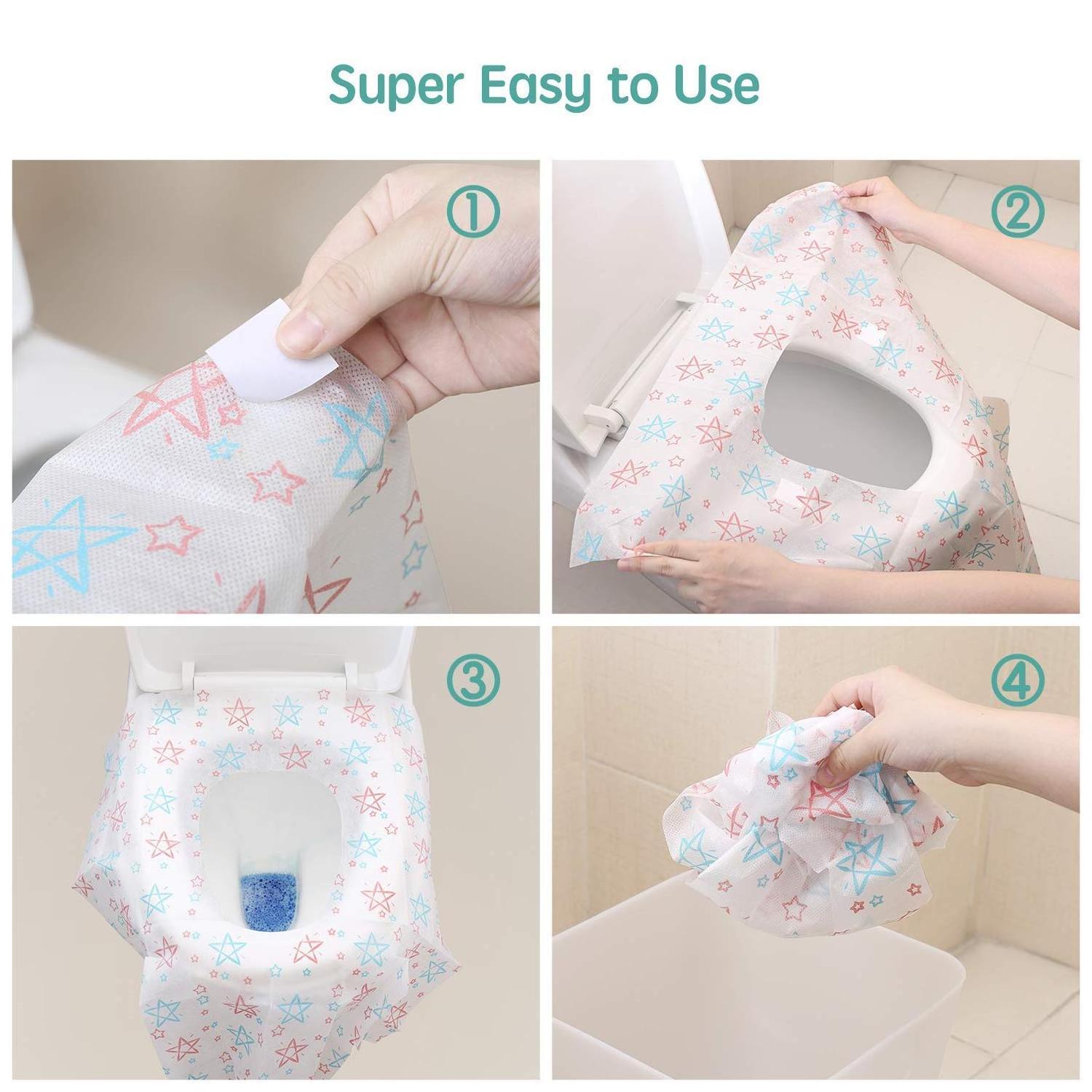 Individually Wrapped Portable Disposable Toilet Seat Covers flushable paper Large Full Potty Training Cover for bathroom