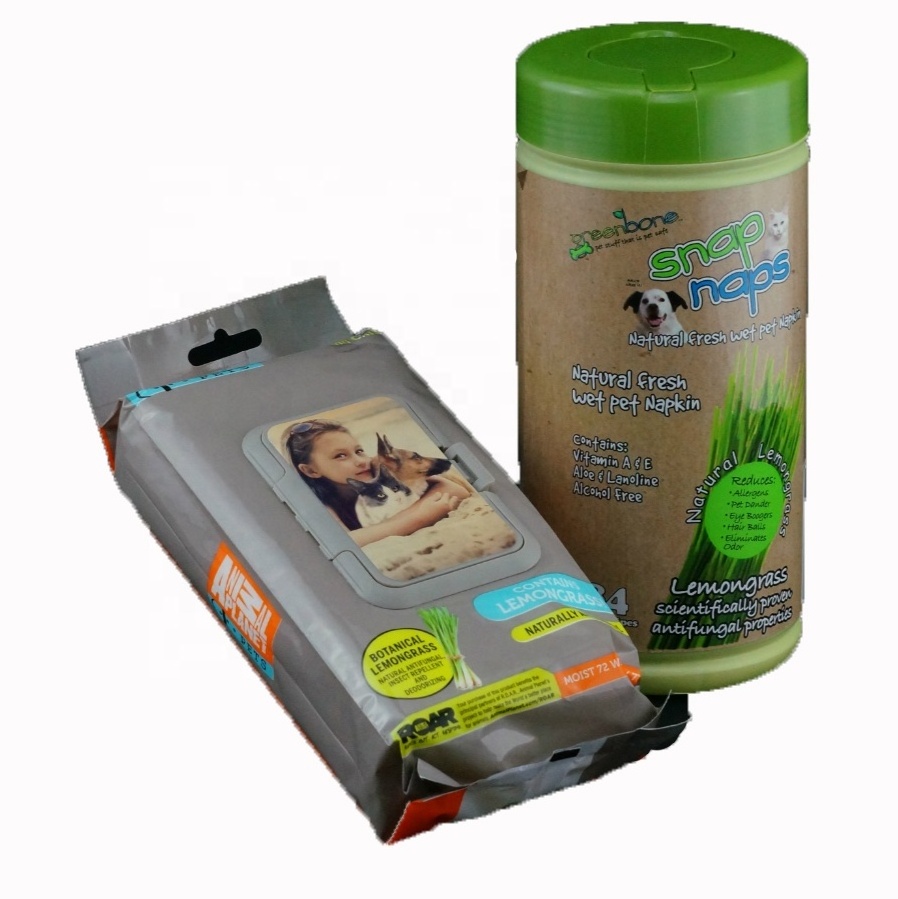 Disposable Eco-friendly Biodegradable Bamboo Pet Dog Wet Grooming Wipes