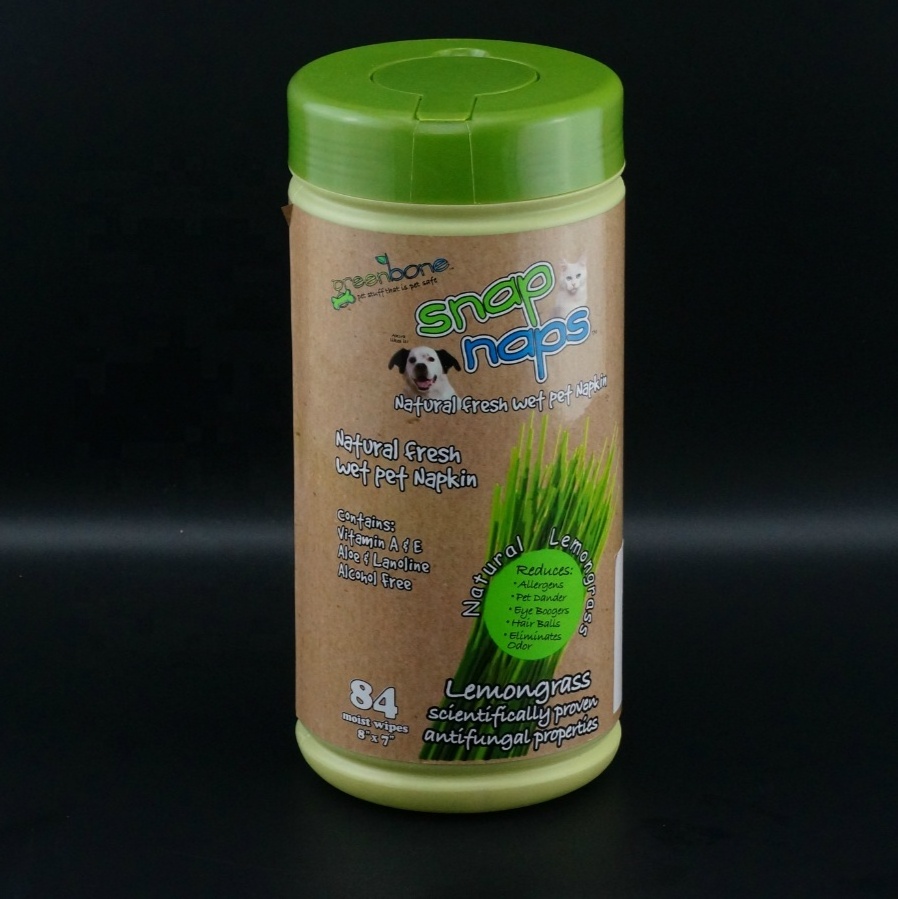 Disposable Eco-friendly Biodegradable Bamboo Pet Dog Wet Grooming Wipes