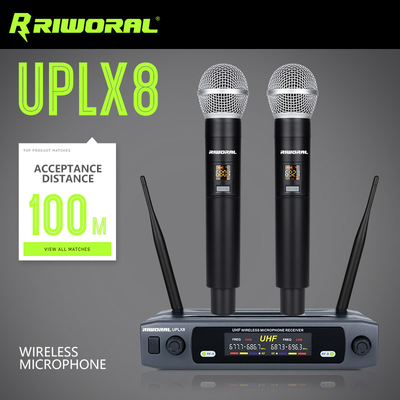 UPLX8 2 Channels Mini Handheld Microphone Singing Karaoke Mikrofon Studio Recording UHF Wireless Dynamic Microphone