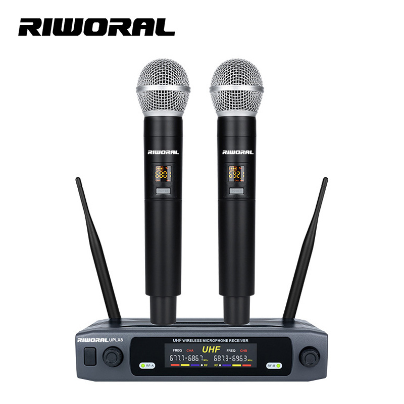 UPLX8 2 Channels Mini Handheld Microphone Singing Karaoke Mikrofon Studio Recording UHF Wireless Dynamic Microphone