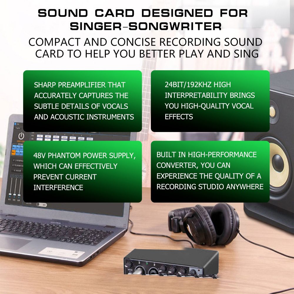 RI-60 USB Sound Card Professional 4 Channels Digital Mixing USB Computer External Sound Card for Recording