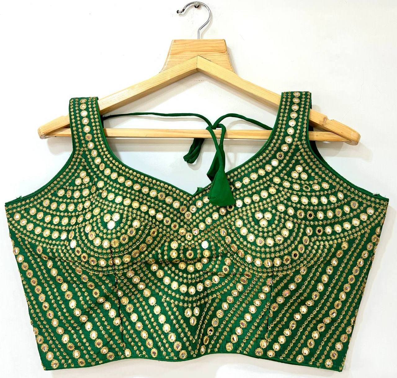 Women Designer Heavy silk Blouse has 9 mm foil mirror ,jari and thread work at Wholesale Price