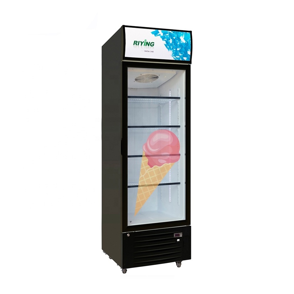 Commercial Retail Vertical Display Freezer Glass Door Upright Freezer Showcase Freezer For Ice Cream in Supermarket