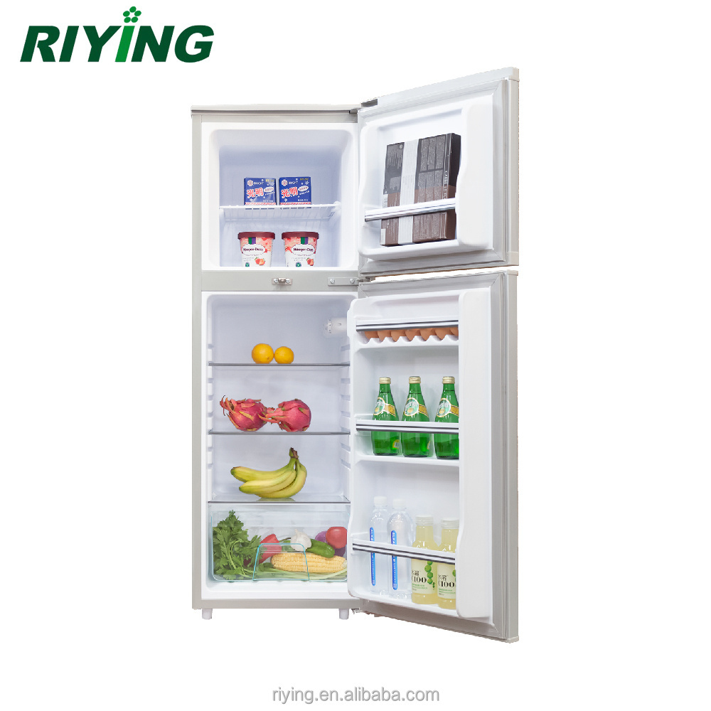 Two Door and Top Freezer Stainless Steel Small Refrigerator with Lock BCD-138