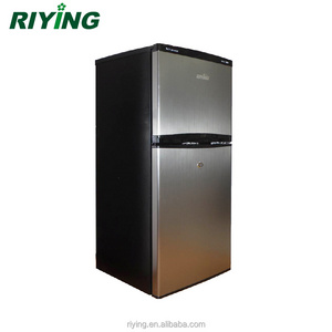 Two Door and Top Freezer Stainless Steel Small Refrigerator with Lock BCD-138