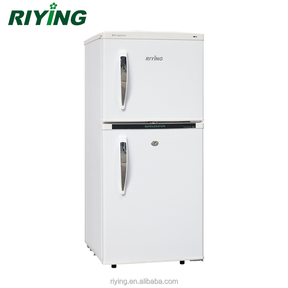 Two Door and Top Freezer Stainless Steel Small Refrigerator with Lock BCD-138