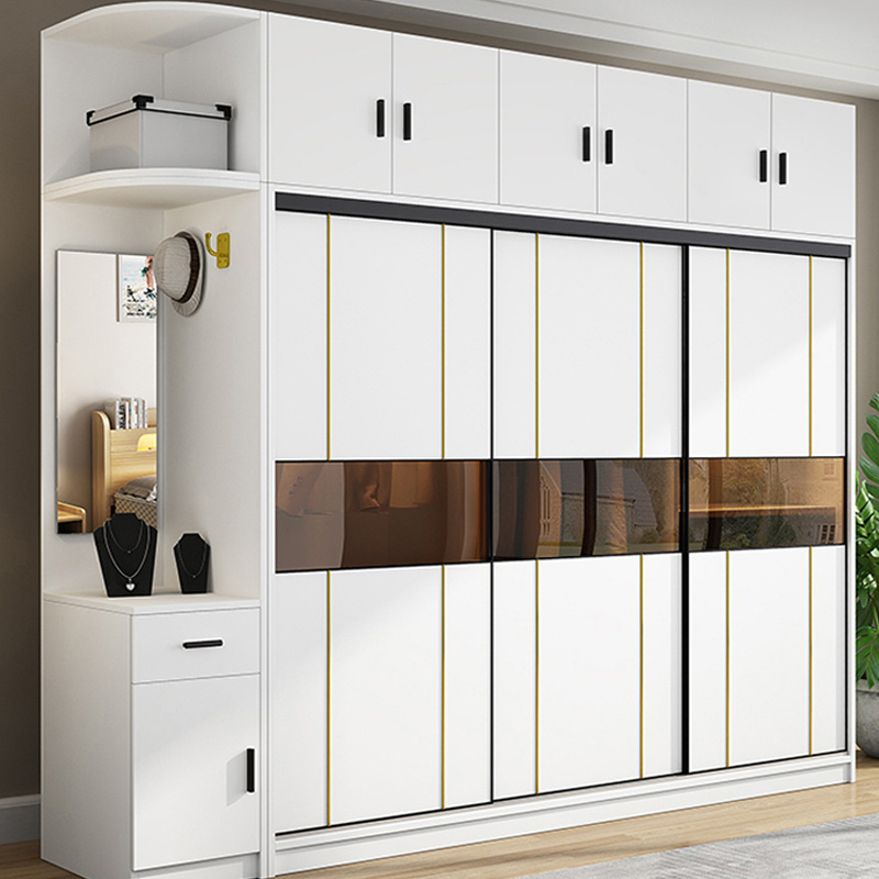 wardrobe storage cabinet closet bedroom furniture customized glass sliding door wardrobe