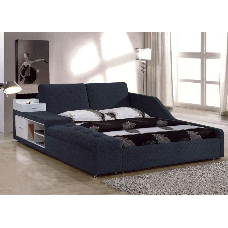 Modern queen double upholstered platform bed king size bedroom room furniture luxury leather round bed frame