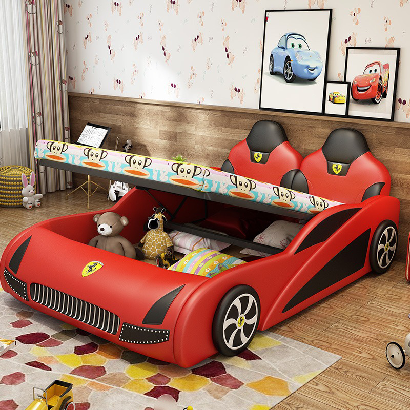 Modern Bedroom Furniture Wooden Frame Kids Bed Children Double bed Kid Racing Car Bed