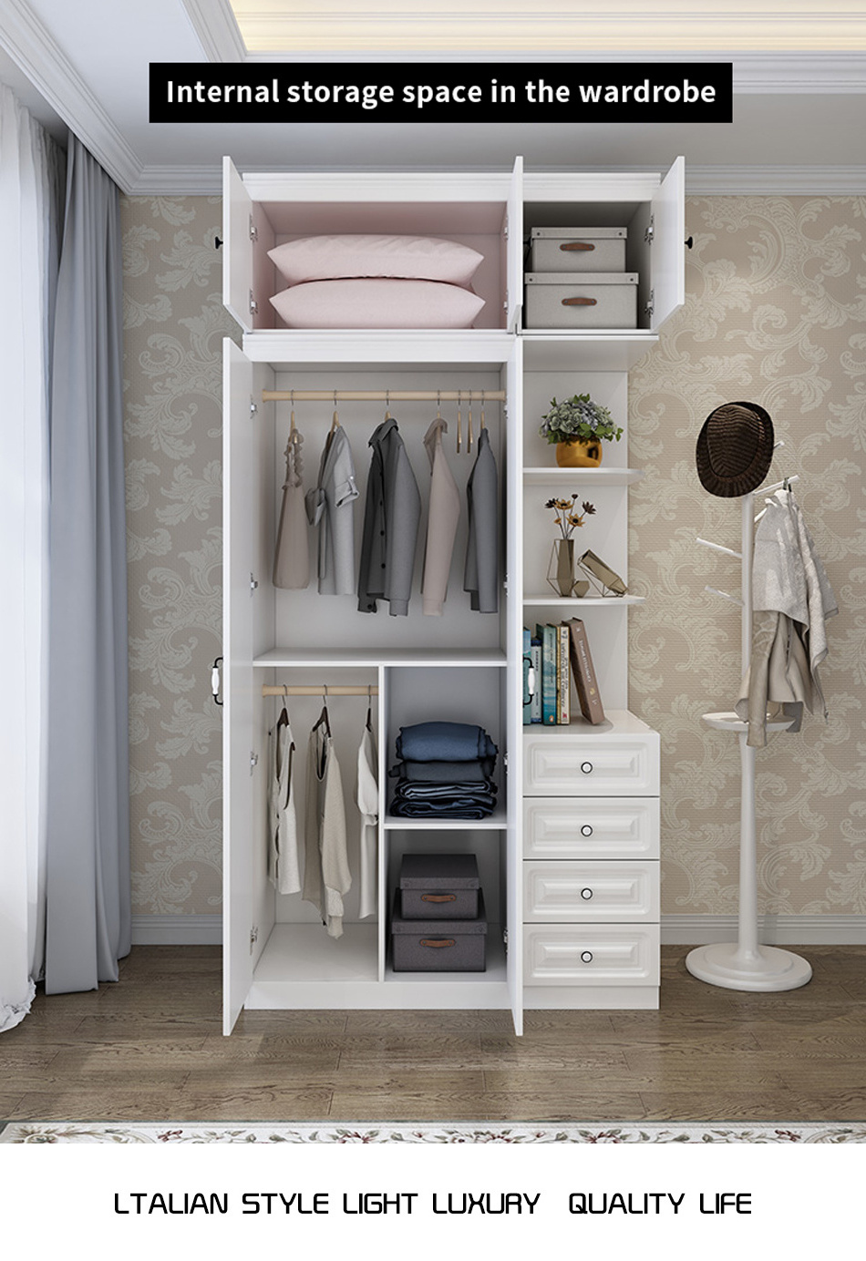 Modern Design Modular Wooden Wardrobe Closet Bedroom Furniture Wardrobe Clothes Organizer Cupboards For Bedroom Wardrobe