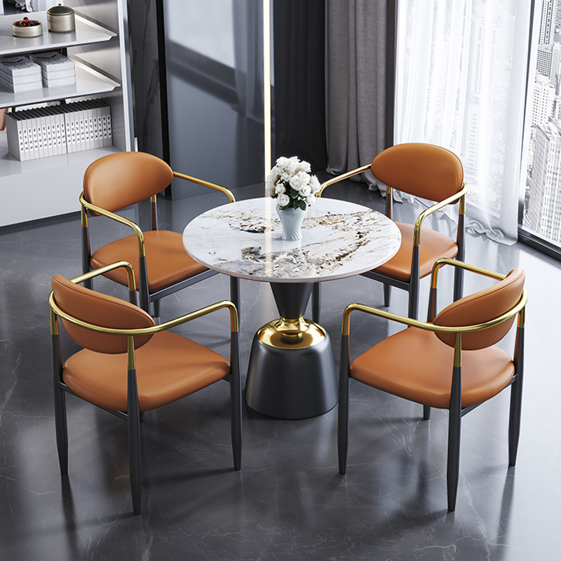 European Style Dining Room Furniture Modern Dining Chairs Stainless Steel  Accent Dining Chair With Gold Leg