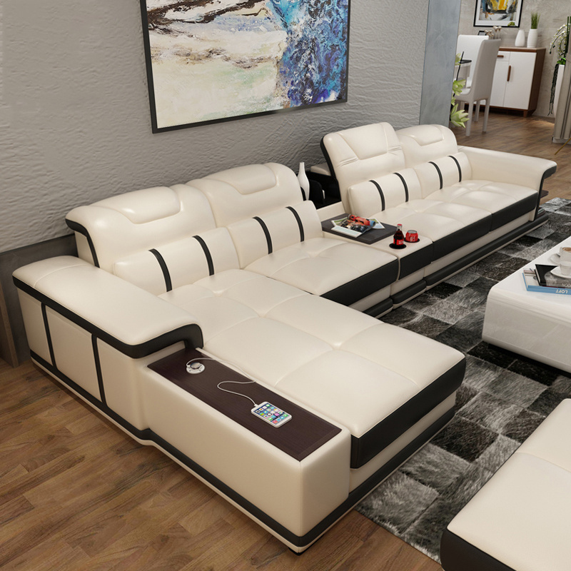 modern cheap sofas l shape white luxury leather corner sectional sofa set furniture  living room