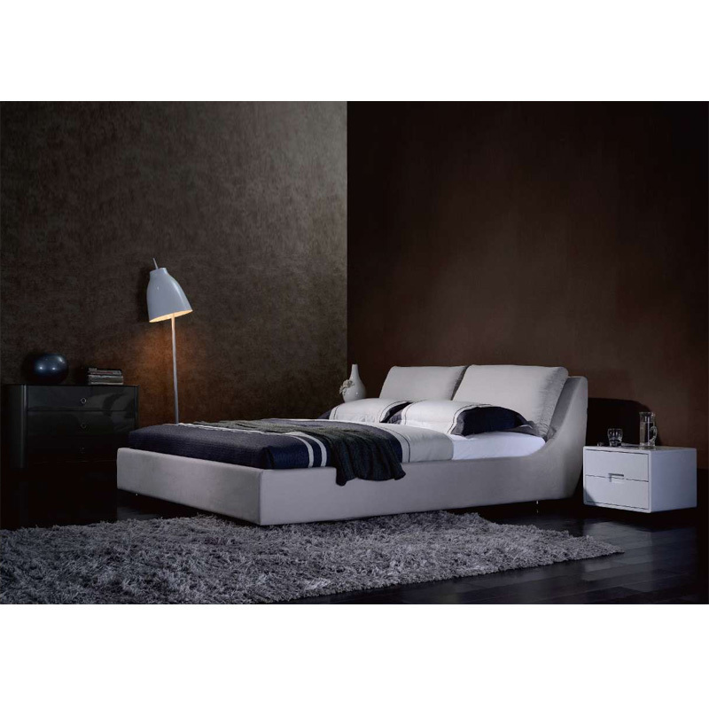 Modern queen double upholstered platform bed king size bedroom room furniture luxury leather round bed frame