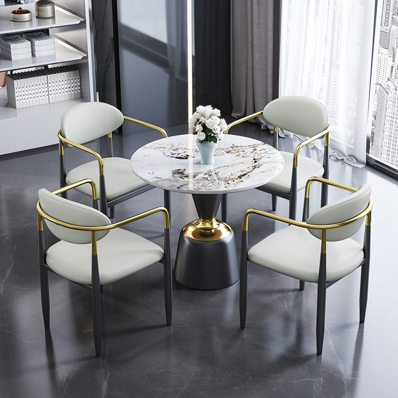 European Style Dining Room Furniture Modern Dining Chairs Stainless Steel  Accent Dining Chair With Gold Leg