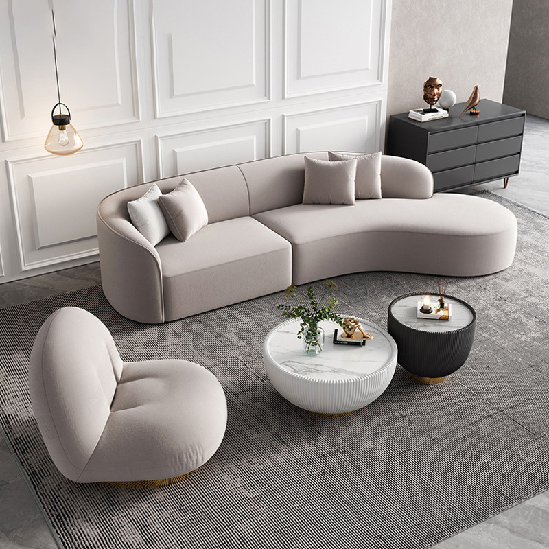 Modern Soft Round Modern Sofa Chair Simple Lounge Sofa Minimalist  Cashmere White Living Room Chair