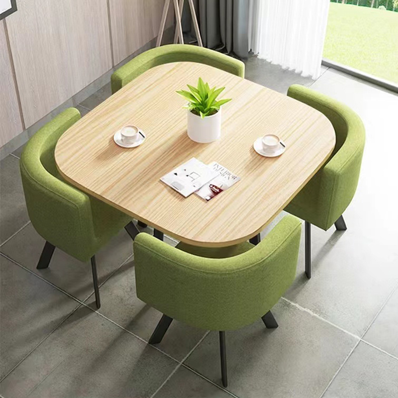 Wholesale modern dining table sets 4 6 chairs dining table wooden restaurant cafe chatting table