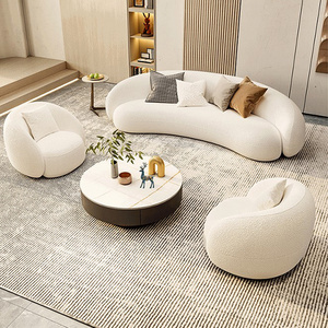 Modern Soft Round Modern Sofa Chair Simple Lounge Sofa Minimalist  Cashmere White Living Room Chair