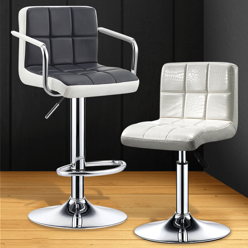 Commercial Used Design Leather Checkered Bar Chair Modern Cafe High Bar Chairs Bar Stools