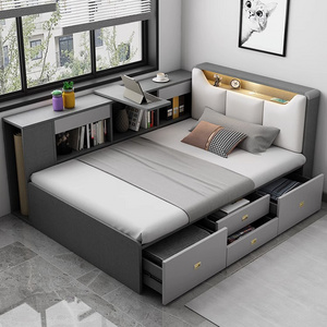 Modern Bedroom Furniture Functional  bed Wooden Double Bed Designs Furniture With Box Queen king Storage Bed