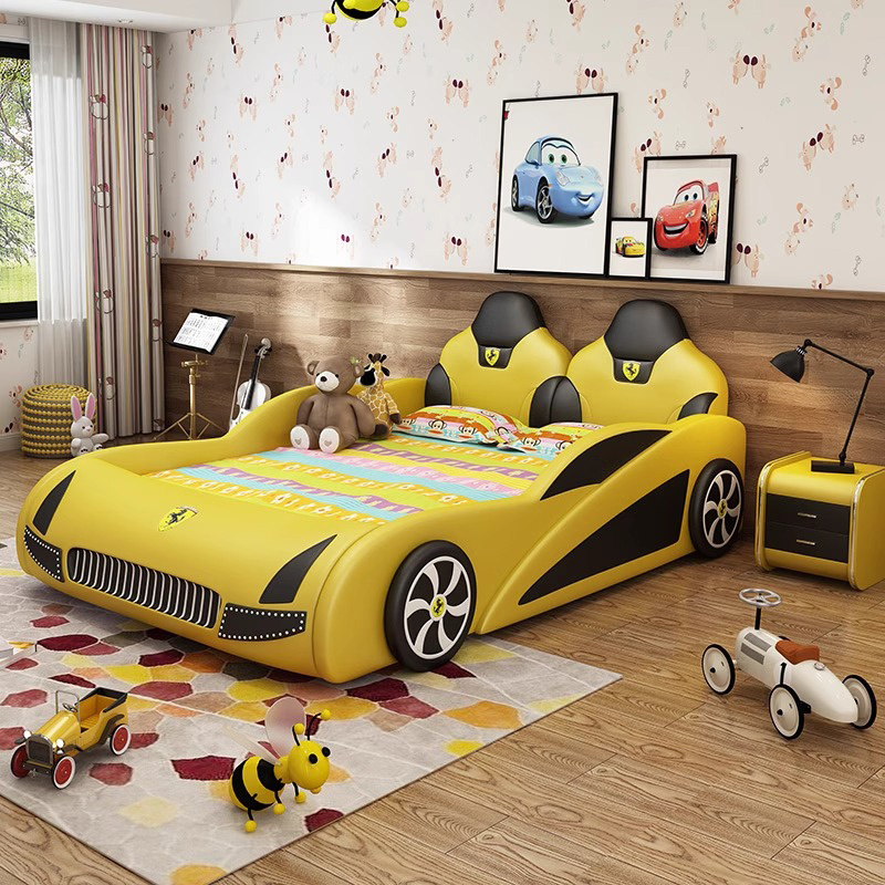 Modern Bedroom Furniture Wooden Frame Kids Bed Children Double bed Kid Racing Car Bed