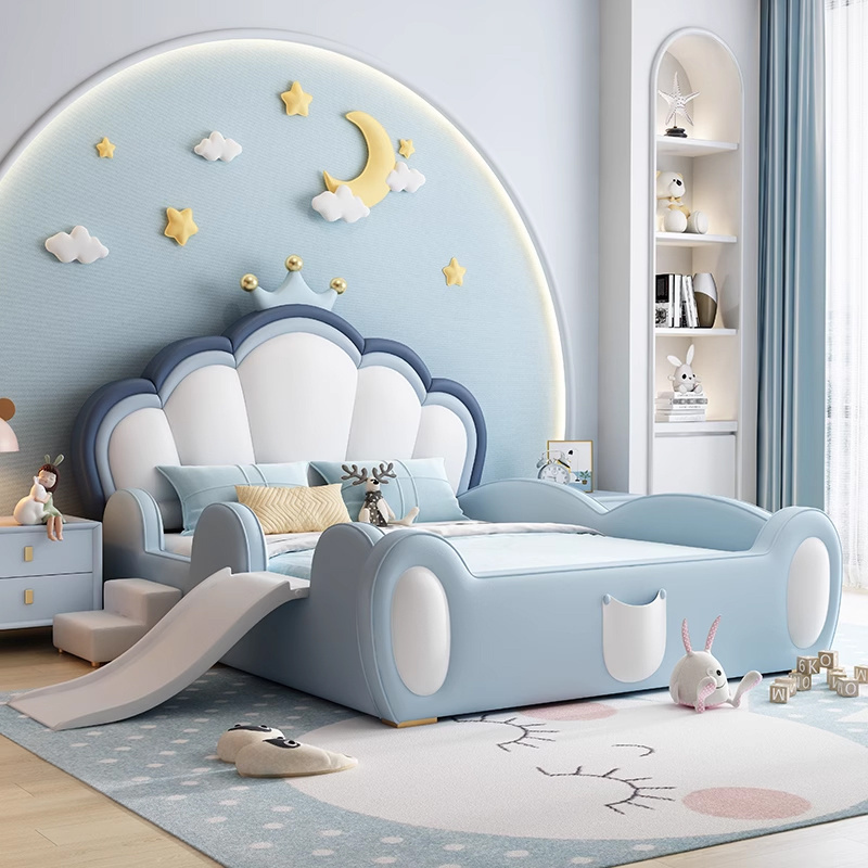 Pink Princess Kids Bedroom Furniture Girls Bed Children Wooden Single Double Kids Bed