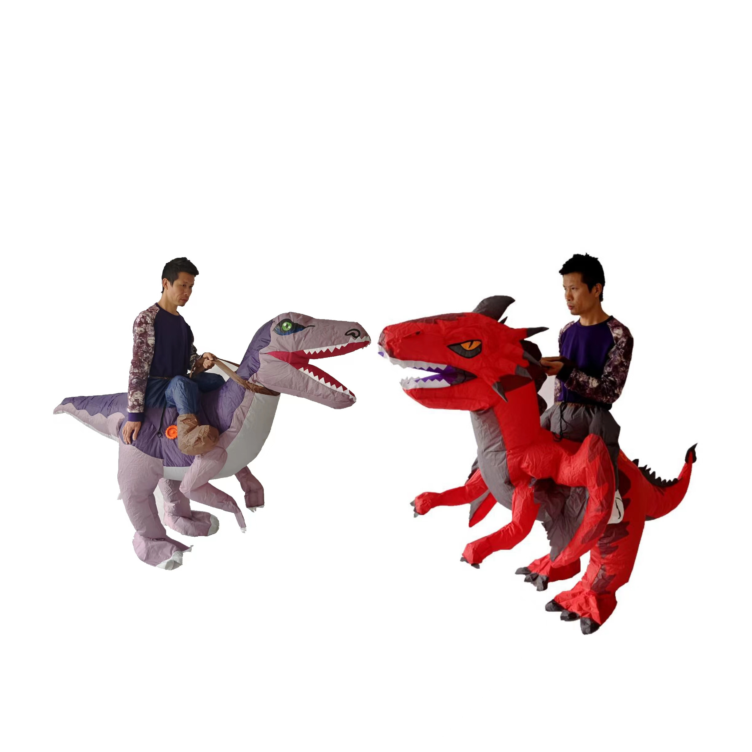 Customizable Size Inflatable Costume Dinosaur Dress Up Inflatable Clothing The Man Riding A Purple Walking Dinosaur Costumes