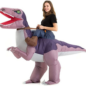 Adult Inflatable Ride On Dinosaur Costume T-Rex Inflatable Velociraptor Air Blow-Up Deluxe Halloween Inflatable Dinosaur Costume