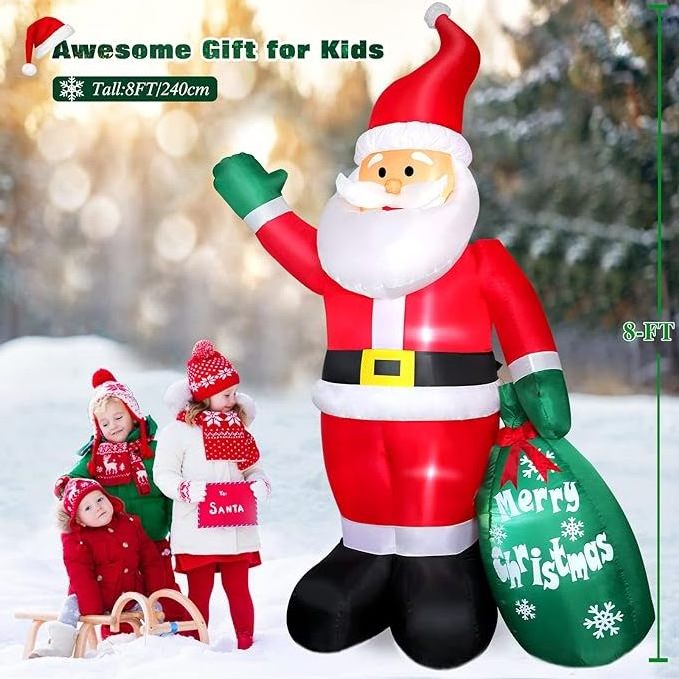 Outdoor 8Feet Christmas Decorations Outdoor Inflatable Santa Claus& Snowman with LED Light for Christmas Party inflable navidad