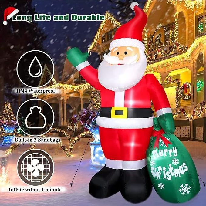 Outdoor 8Feet Christmas Decorations Outdoor Inflatable Santa Claus& Snowman with LED Light for Christmas Party inflable navidad