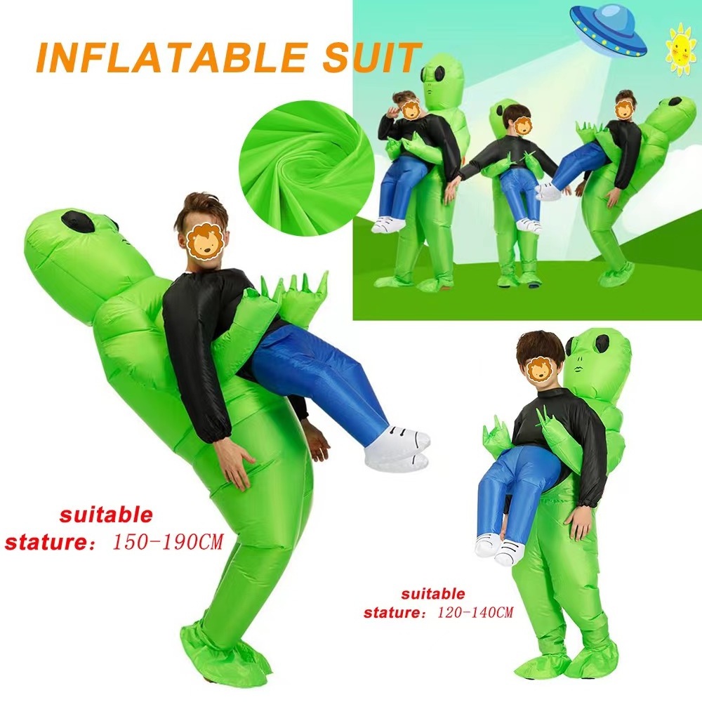 Fancy Dress Cosplay Adult Kids Alien Holding Person Costume Party Alien Blow Up Costume Funny Inflatable Halloween Costume