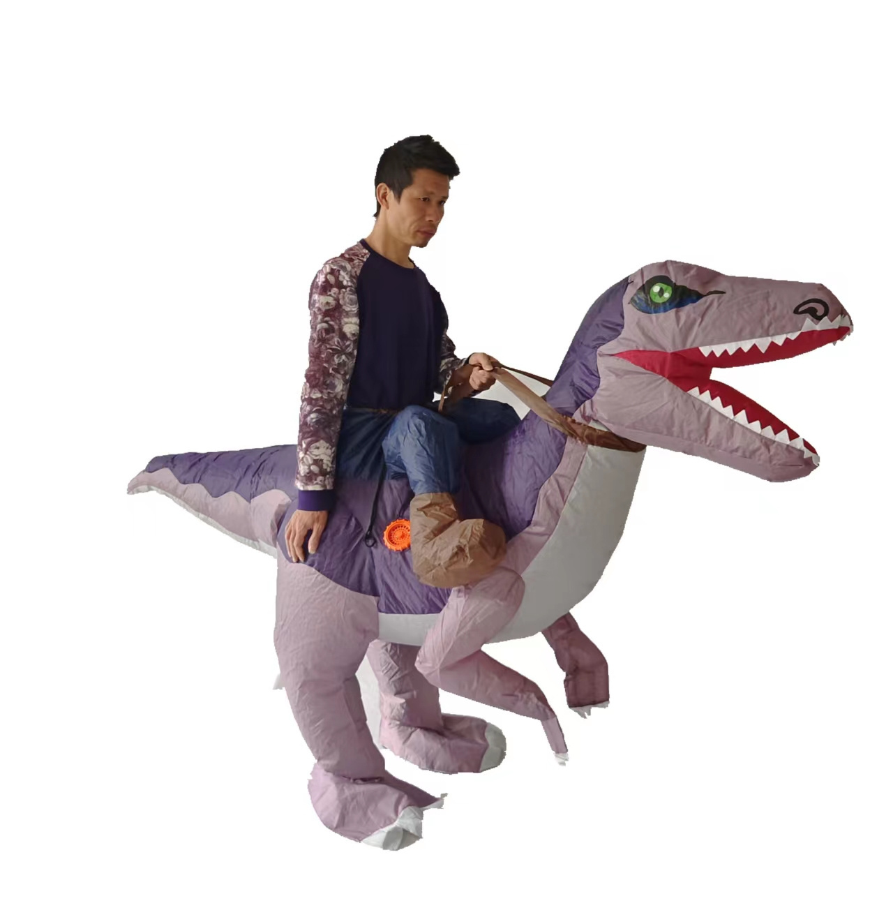 Adult Inflatable Ride On Dinosaur Costume T-Rex Inflatable Velociraptor Air Blow-Up Deluxe Halloween Inflatable Dinosaur Costume