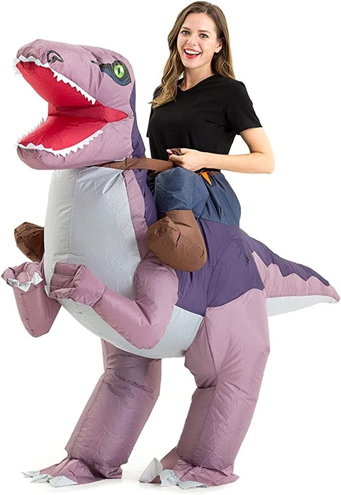 Adult Inflatable Ride On Dinosaur Costume T-Rex Inflatable Velociraptor Air Blow-Up Deluxe Halloween Inflatable Dinosaur Costume