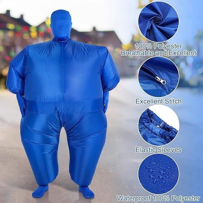 Hot Selling Multicolour Party Halloween Inflatable Costume Fat Costume Blue Inflatable Clothes Halloween Costume for Adults